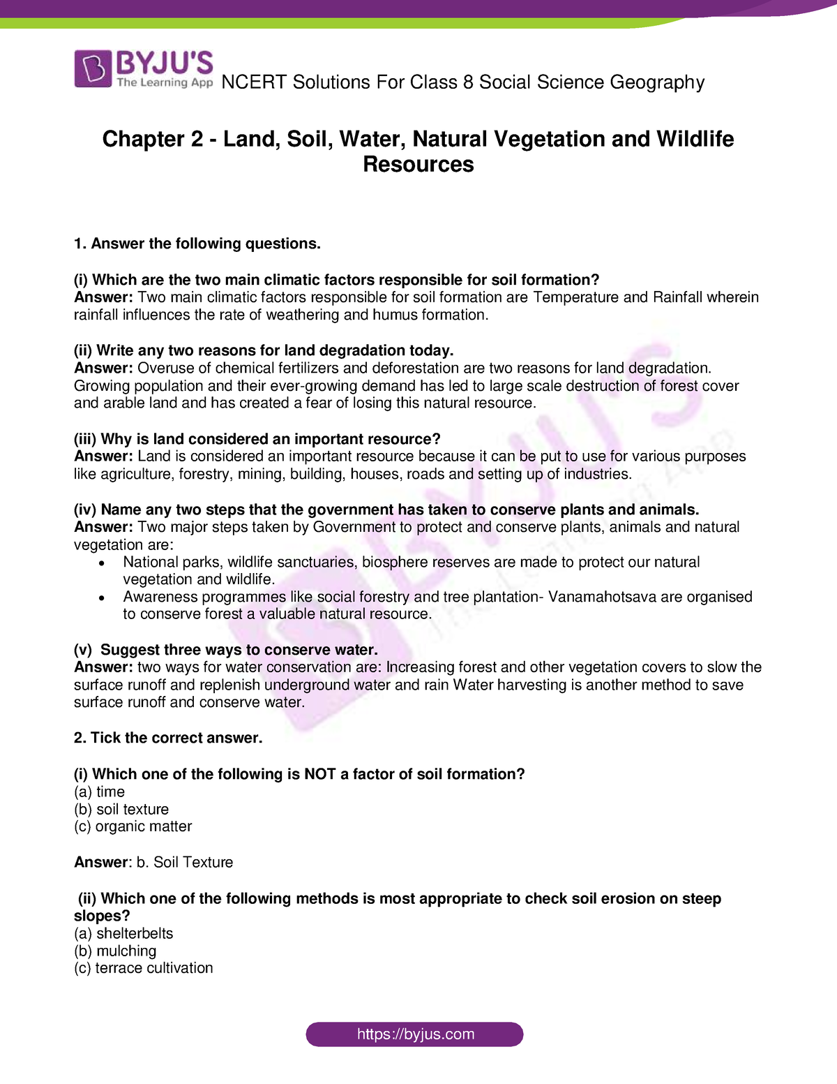 Ncert Solutions For Class 8 Social Science Geography Chapter 2 Land ...