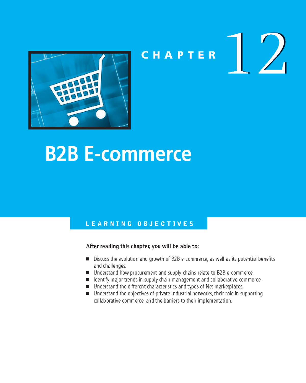 Chapter 12 B2B E Commerce - C H A P T E R 12 B2B E-commerce LEARNING ...