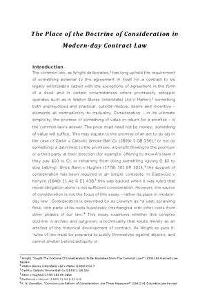 Essay The Place Of The Doctrine Of Consideration In Modernday Essay The Place Of The Doctrine Of Consideration In Modernday Contract Law Mll Contract Studocu