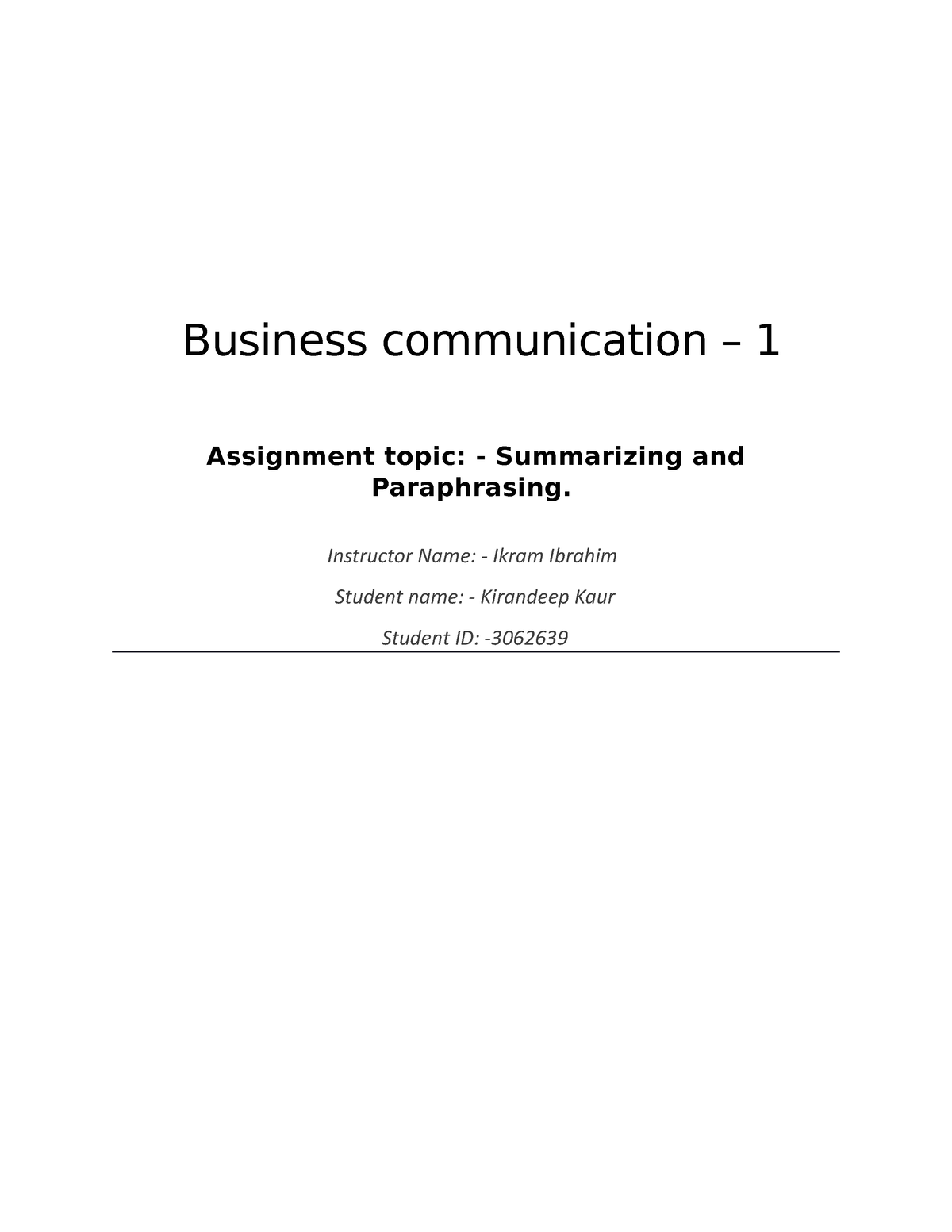 eng301 business communication assignment 1