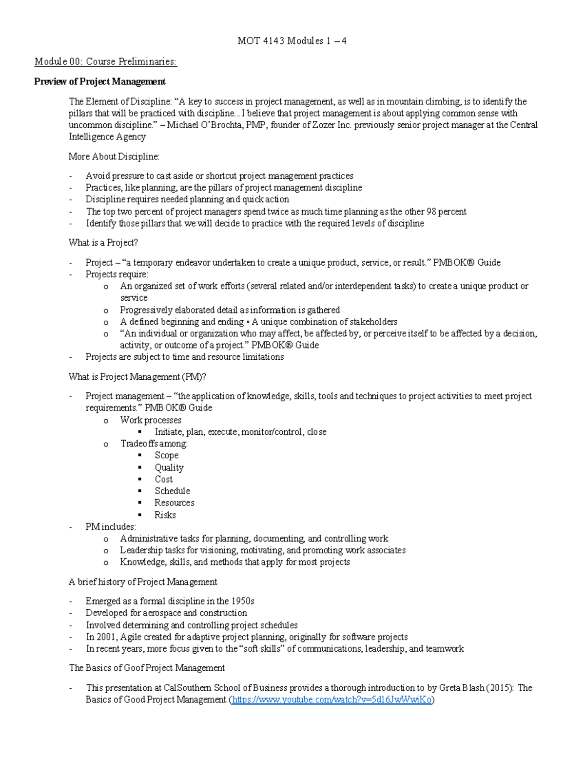 MOT 4143 Module 1 - Lecture notes 1 - MOT 4143 - UTSA - Studocu