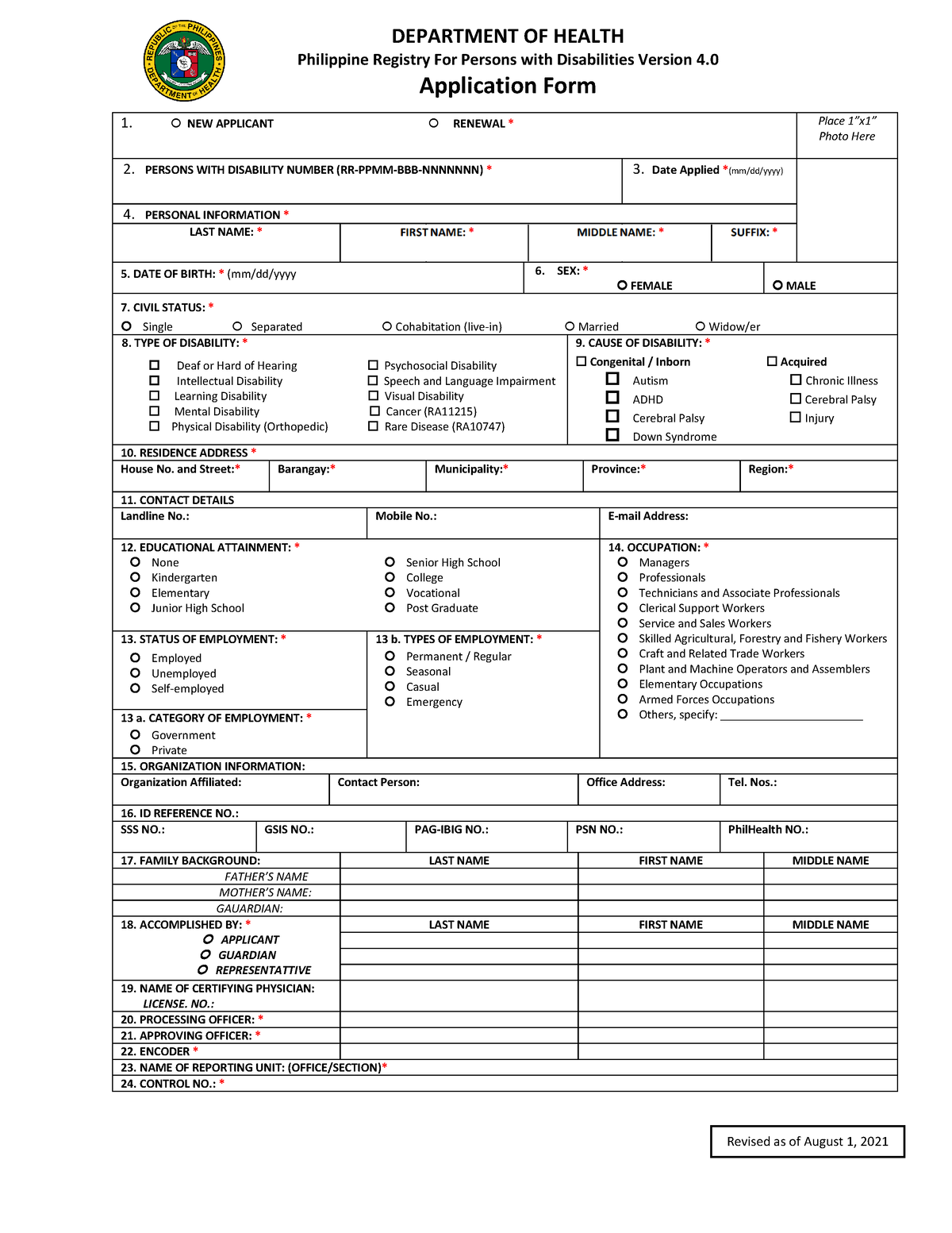 Prpwd- Application FORM - Philippine Registry For Persons With ...