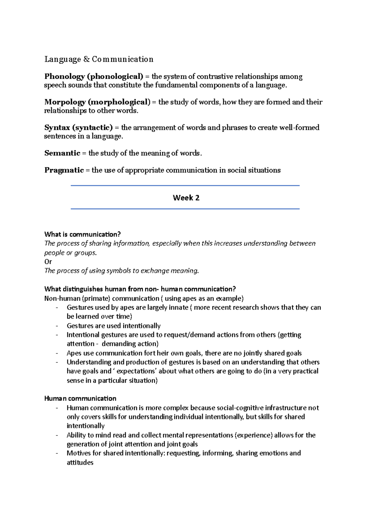 Language and Communication recap C1-7 - Language & Communication ...