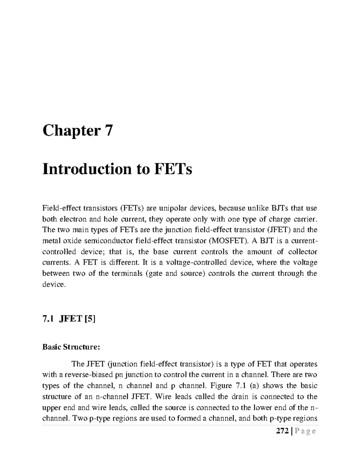 2c(ii). FETs 2-1 - Chapter 7 Introduction to FETs Field-effect ...