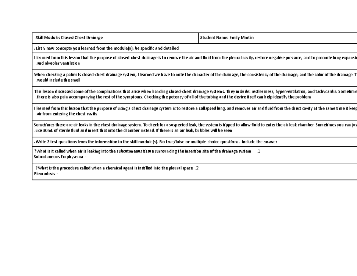 ClosedChest Drainage Skill Module Skill Module ClosedChest