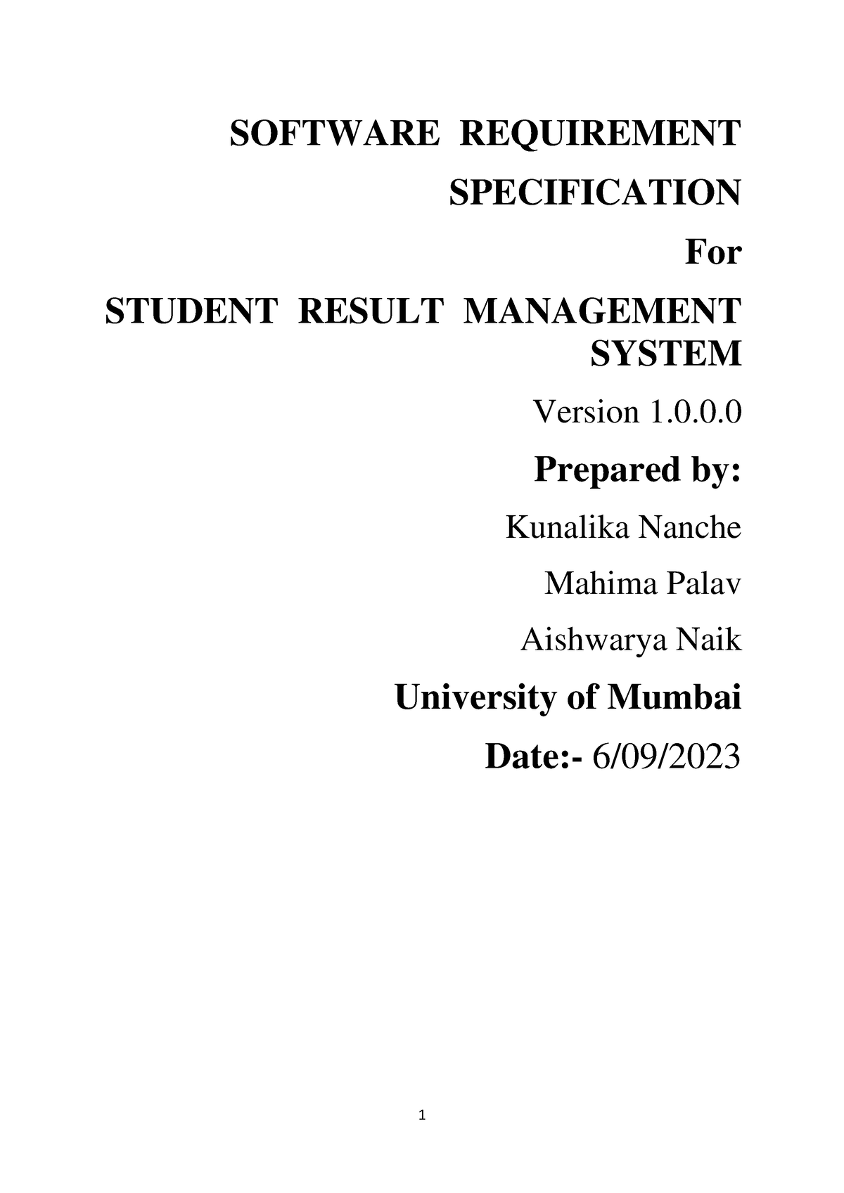 SRS-1 - SRS documentation on SRMS - SOFTWARE REQUIREMENT SPECIFICATION ...