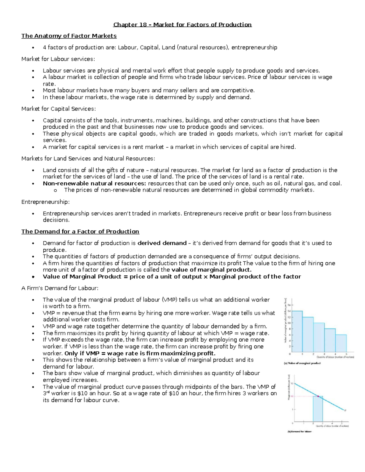 Chapter 18 - Lecture notes 18 - Chapter 18 – Market for Factors of ...