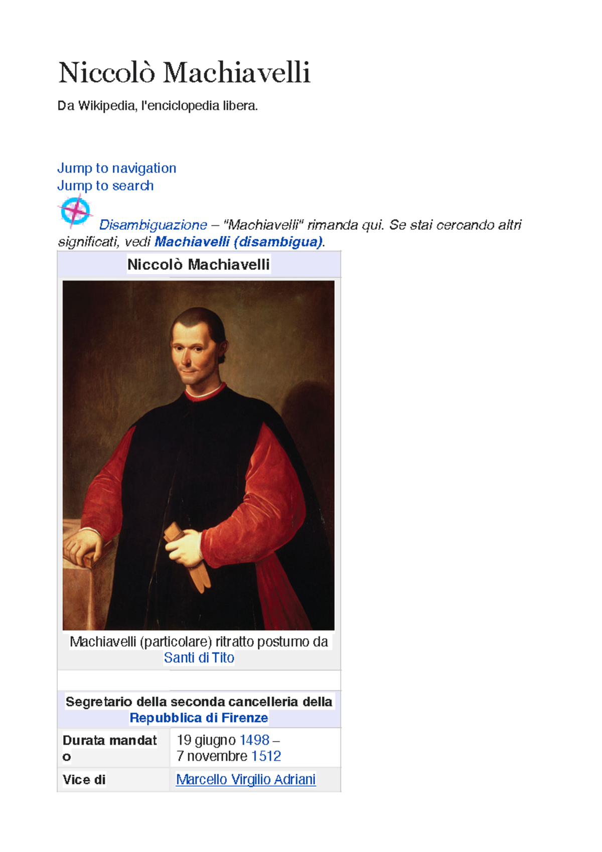 Machiavelli - Appunti Per Esame - Niccolò Machiavelli Da Wikipedia, L ...