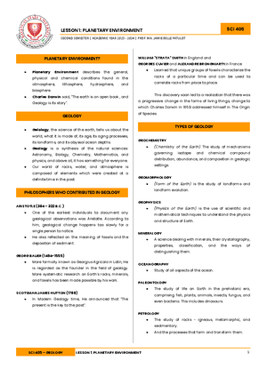 Chapter 1 notes - INTRODUCTION TO GEOLOGY GEOLOGY The science of earth ...