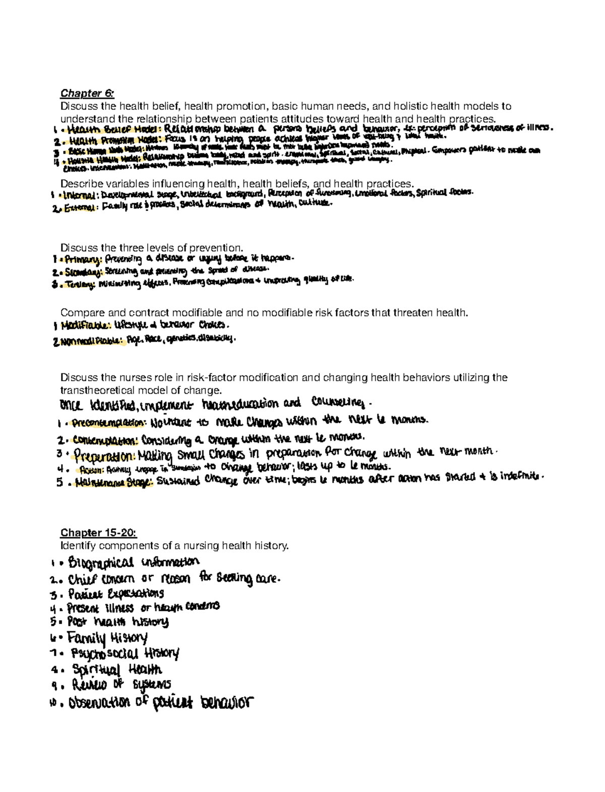 Exam 2 Objectives - Nurs 100 - Chapter 6: Discuss the health belief ...