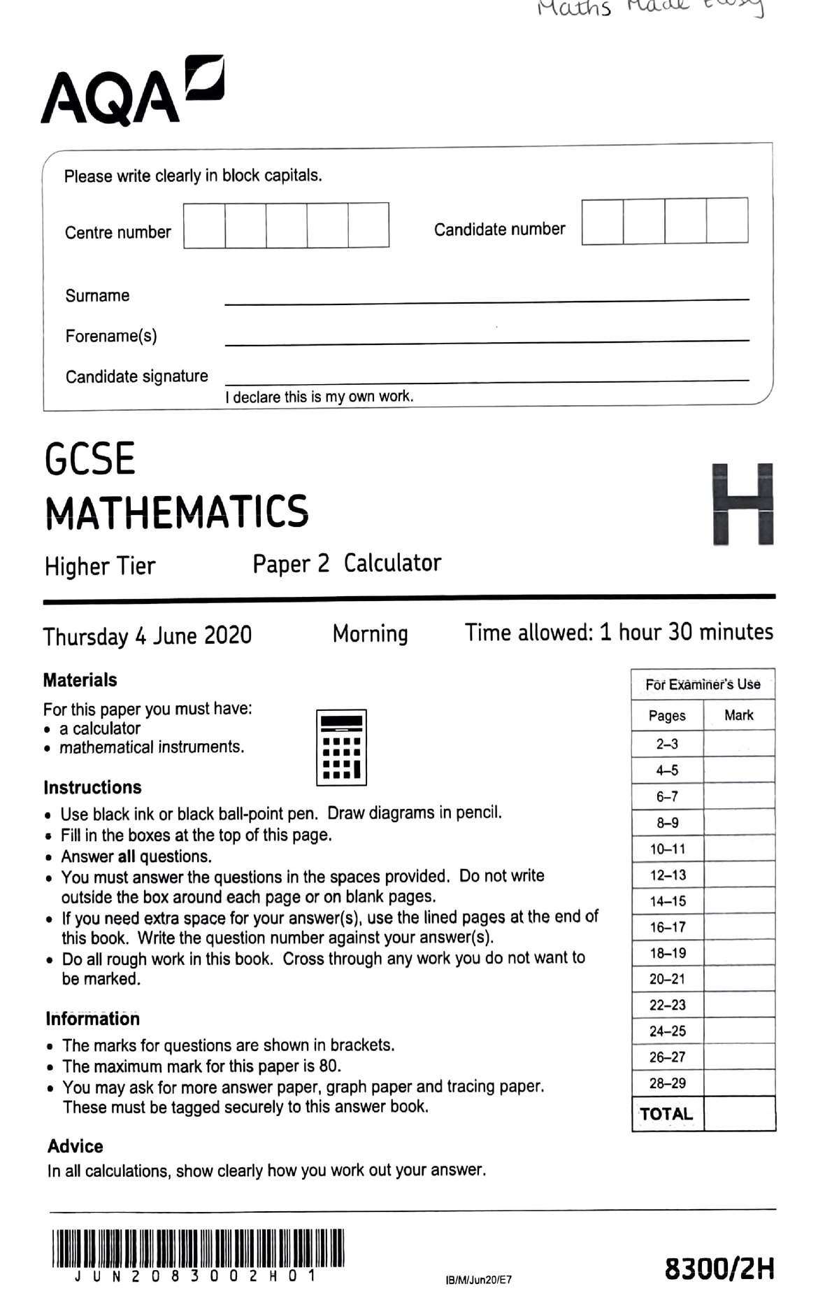 aqa-gcse-higher-paper-2-math-lecture-notes-and-practice-material-and