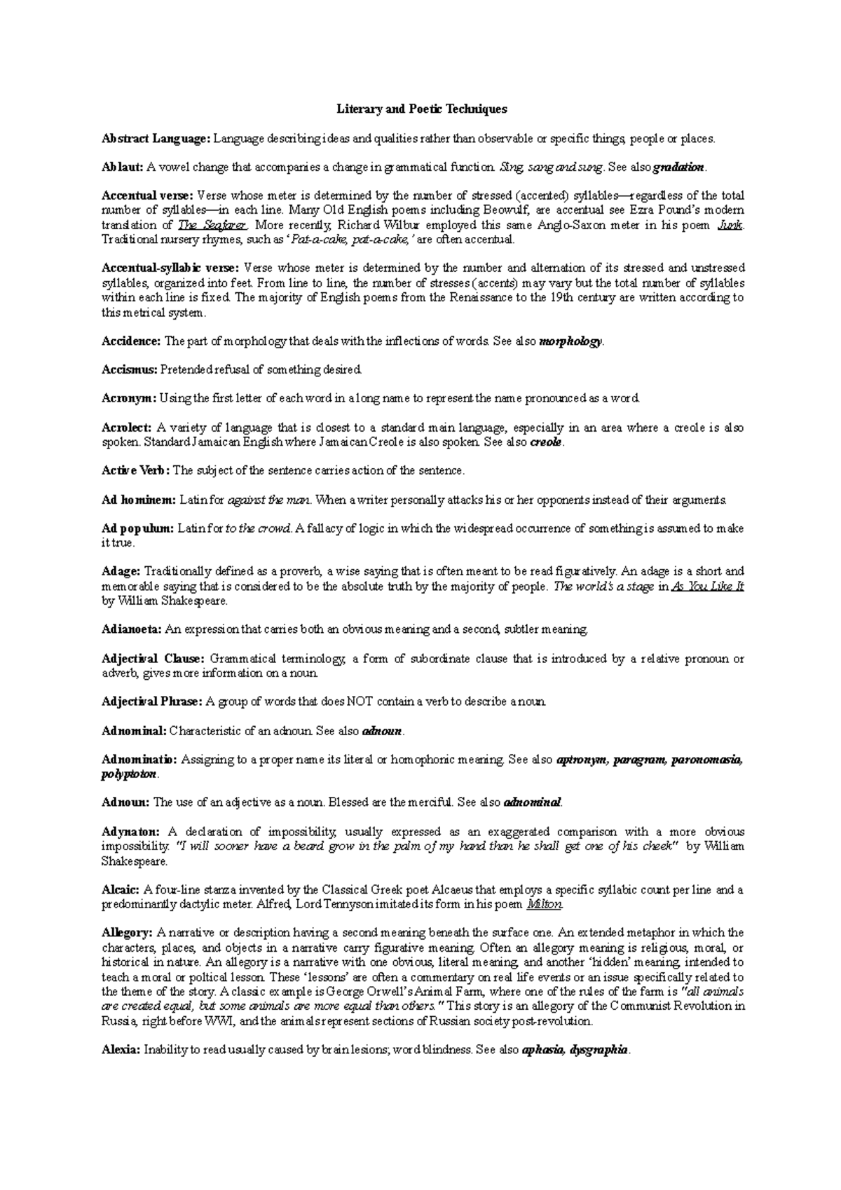 Literary and Poetic Techniques - Literary and Poetic Techniques ...