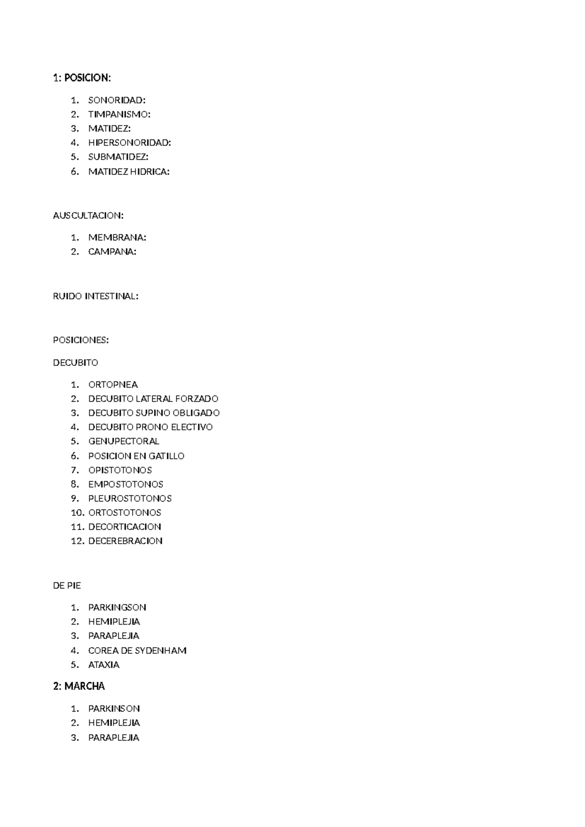 Semio apunte 1 POSICION 1. SONORIDAD 2. TIMPANISMO 3. MATIDEZ