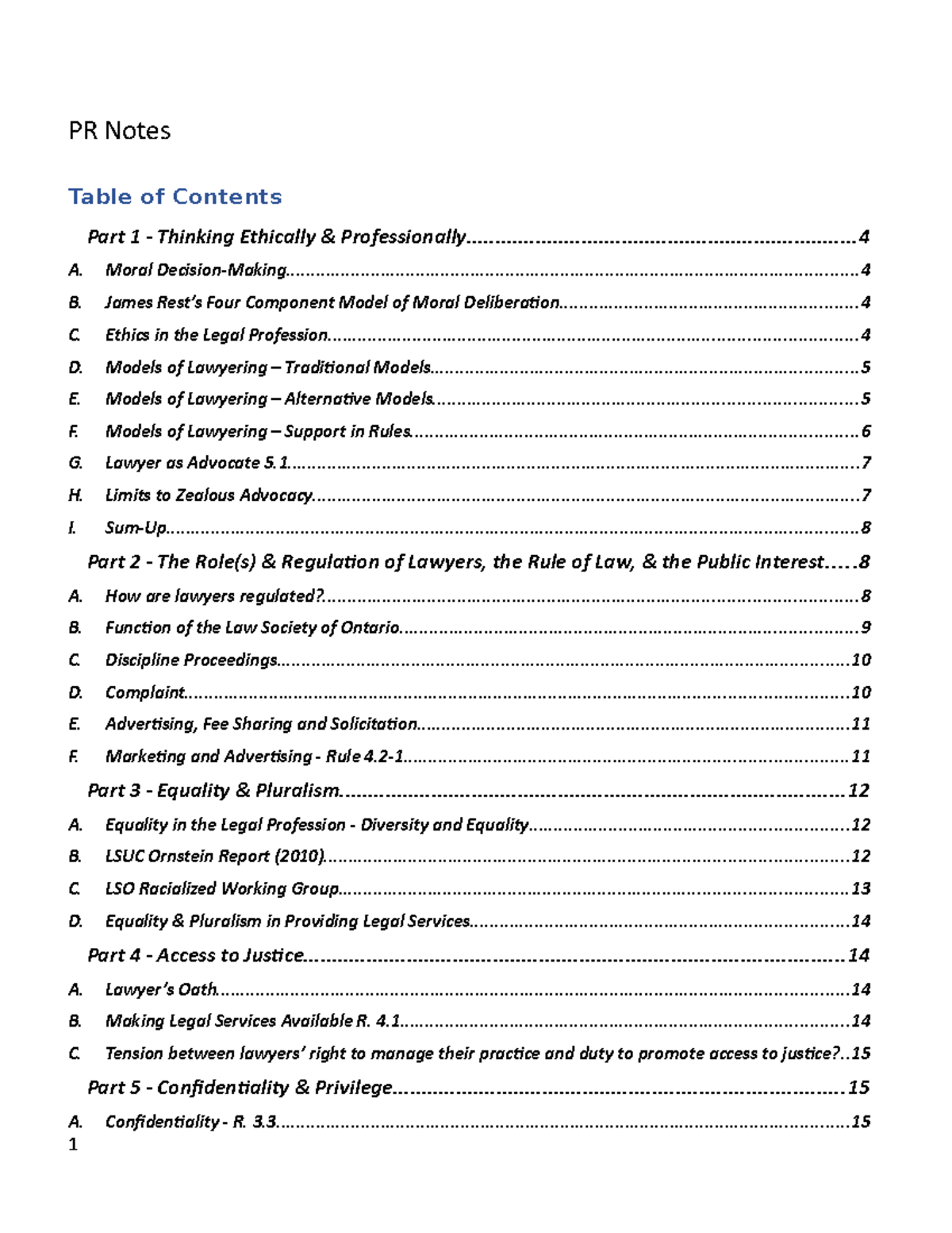 Canadian Professional Responsibility Notes - PR Notes Part 1 - Thinking ...