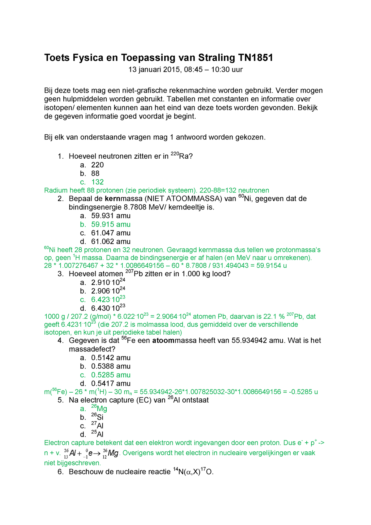 Tentamen 13 December 2015, Vragen En Antwoorden - Incl Uitwerkingen ...