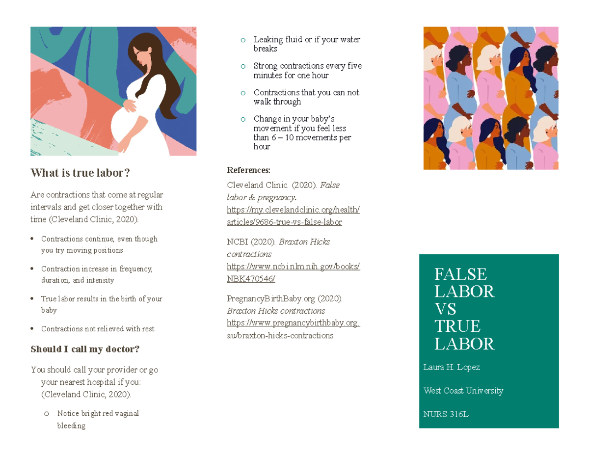 OB brochure - What is true labor? Are contractions that come at regular ...