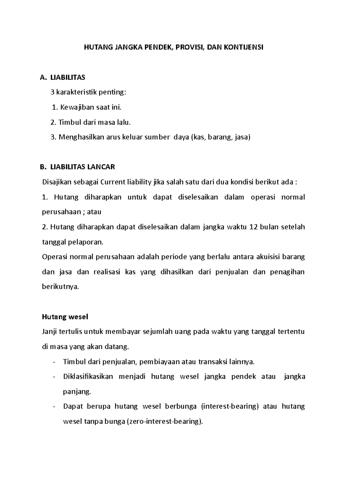 1. Hutang Jangka Pendek - HUTANG JANGKA PENDEK, PROVISI, DAN KONTIJENSI ...