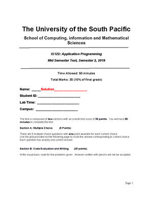 Solution for students paper IS122 S22016 Final.pdf - IS122: Information ...