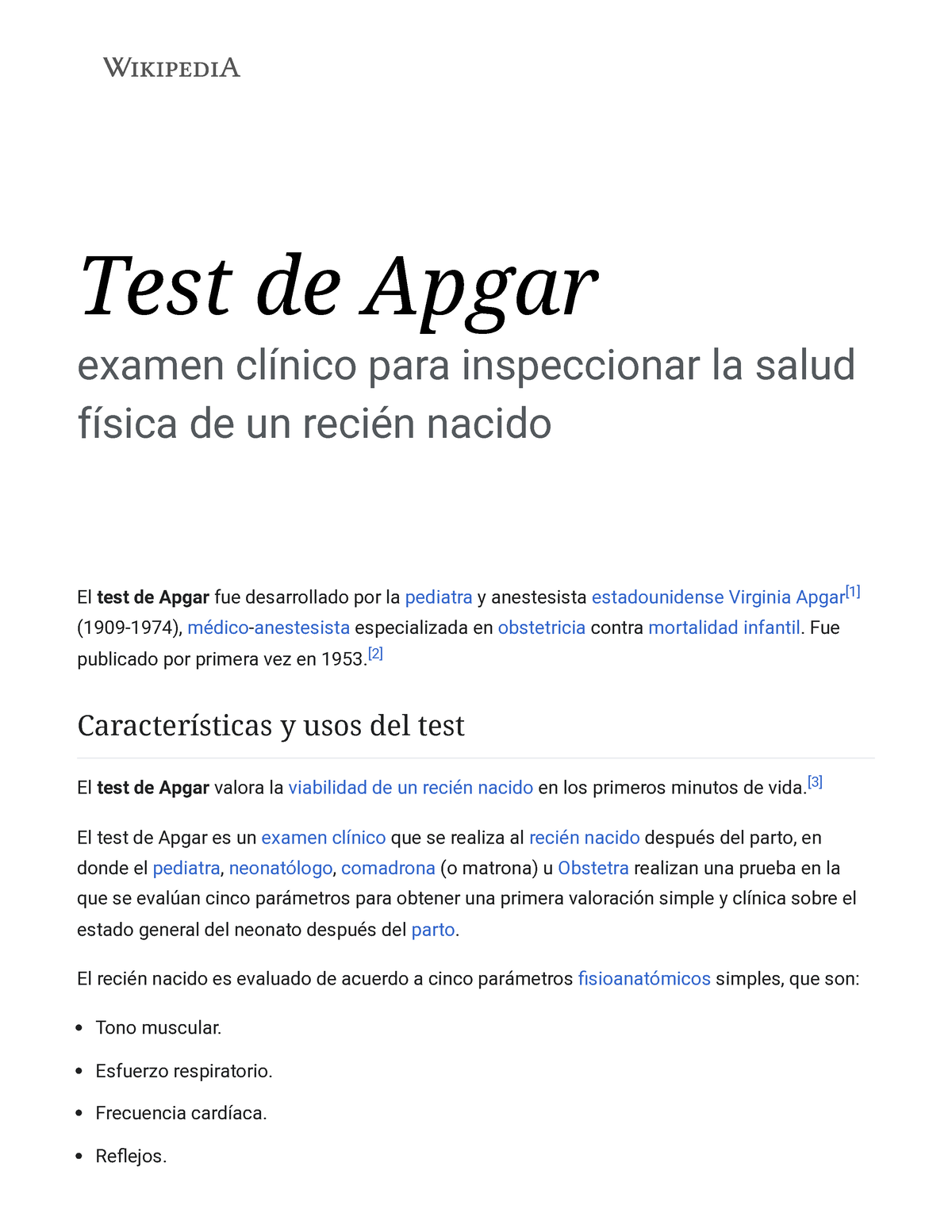 Test De Apgar - Wikipedia, La Enciclopedia Libre - Test De Apgar Examen ...