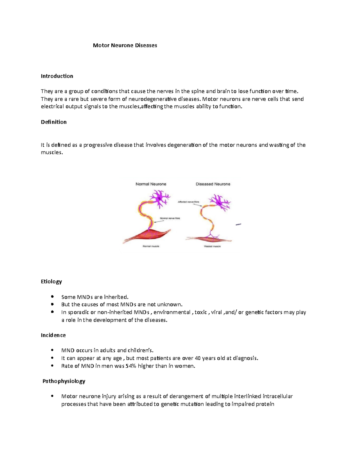 Motor neurone diseases - Motor Neurone Diseases Introduction They are a ...