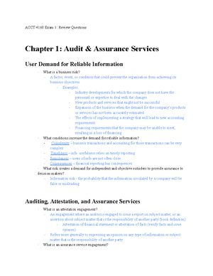 Audit Notes - August 31 CHAPTER 1 Pcaob did not exist in 1983 Who ...