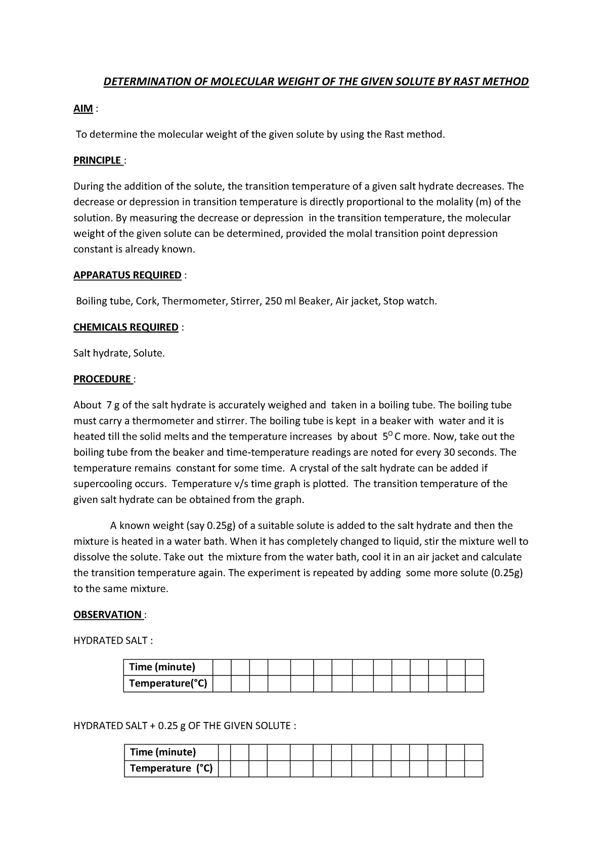 PDF 1 - Determination of molecular weight of the given solute by rast