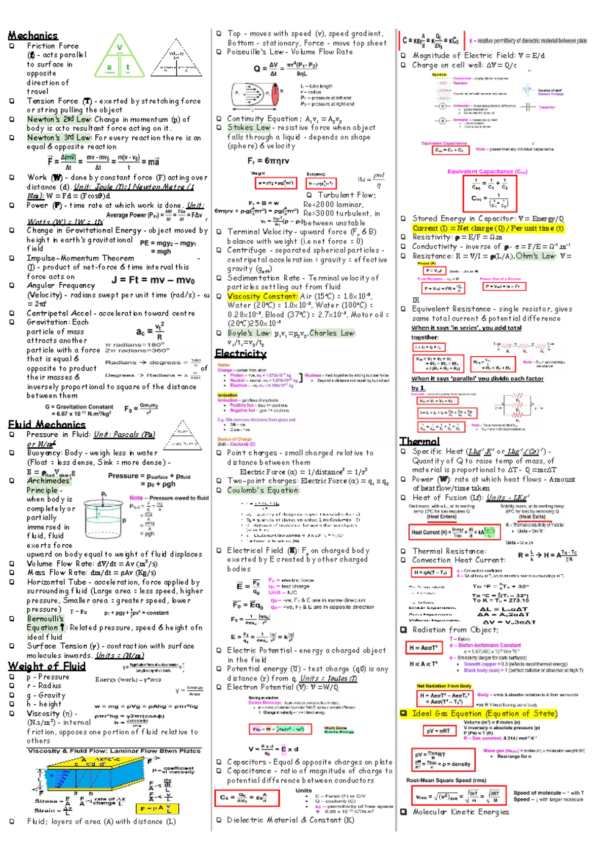 FEP Exam Notes V2 PAN - Summary Physical Aspects of Nature - Mechanics ...