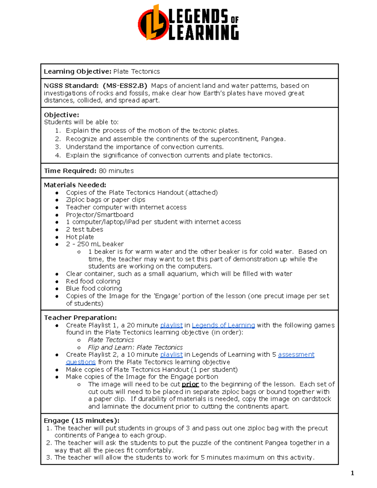 PlateTectonics earth science Learning Objective Plate Tectonics
