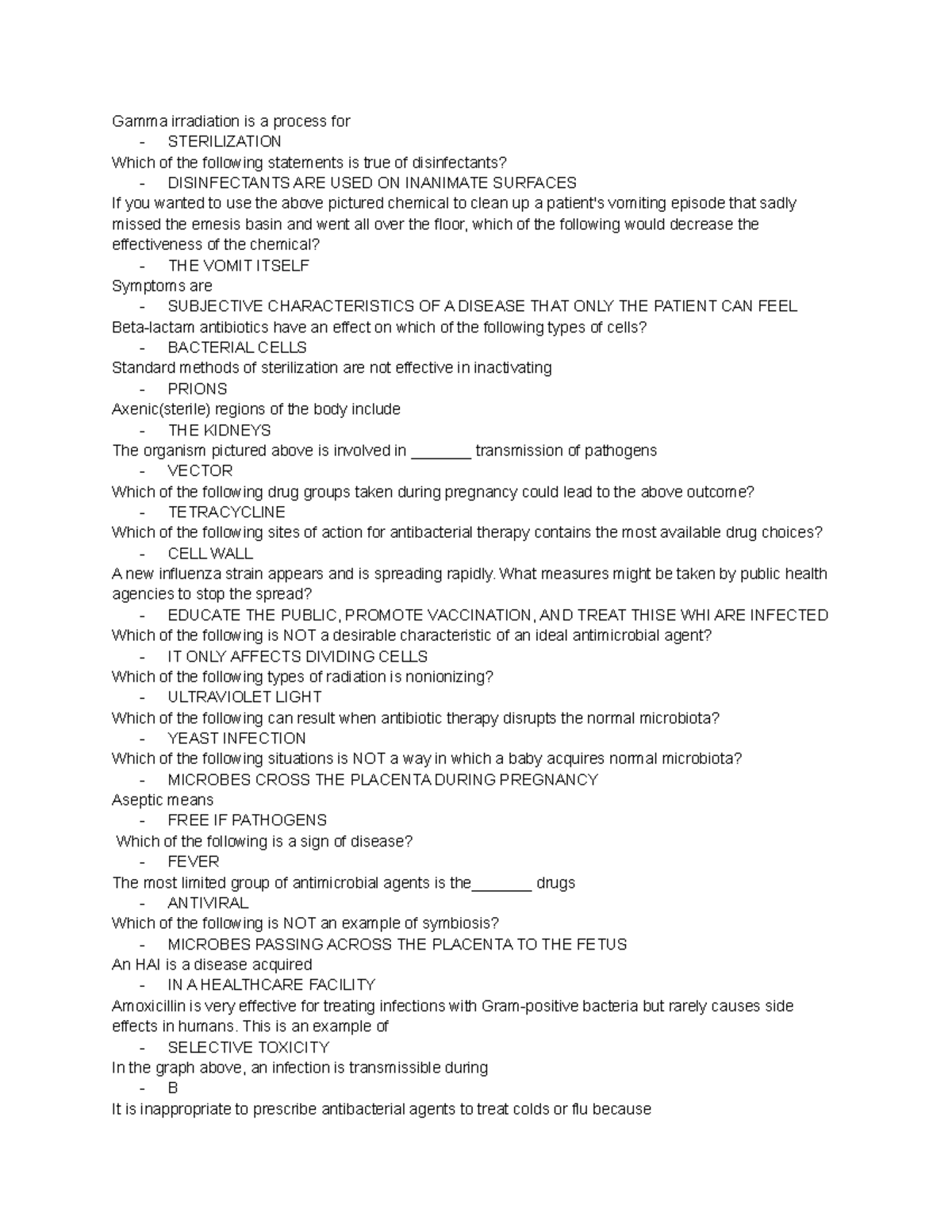 Micro Exam 4 - Gamma irradiation is a process for - STERILIZATION Which ...