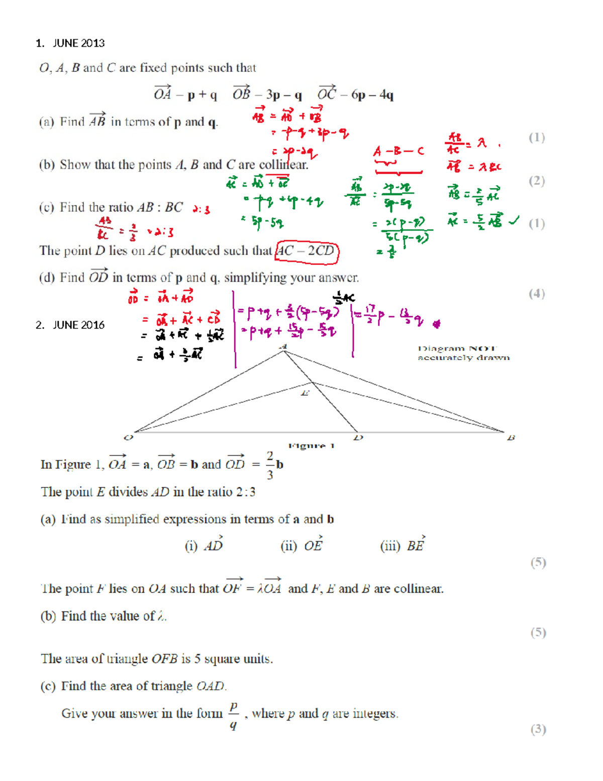 Vectors - Compilation of Past Paper Questions with 1 worked solution ...