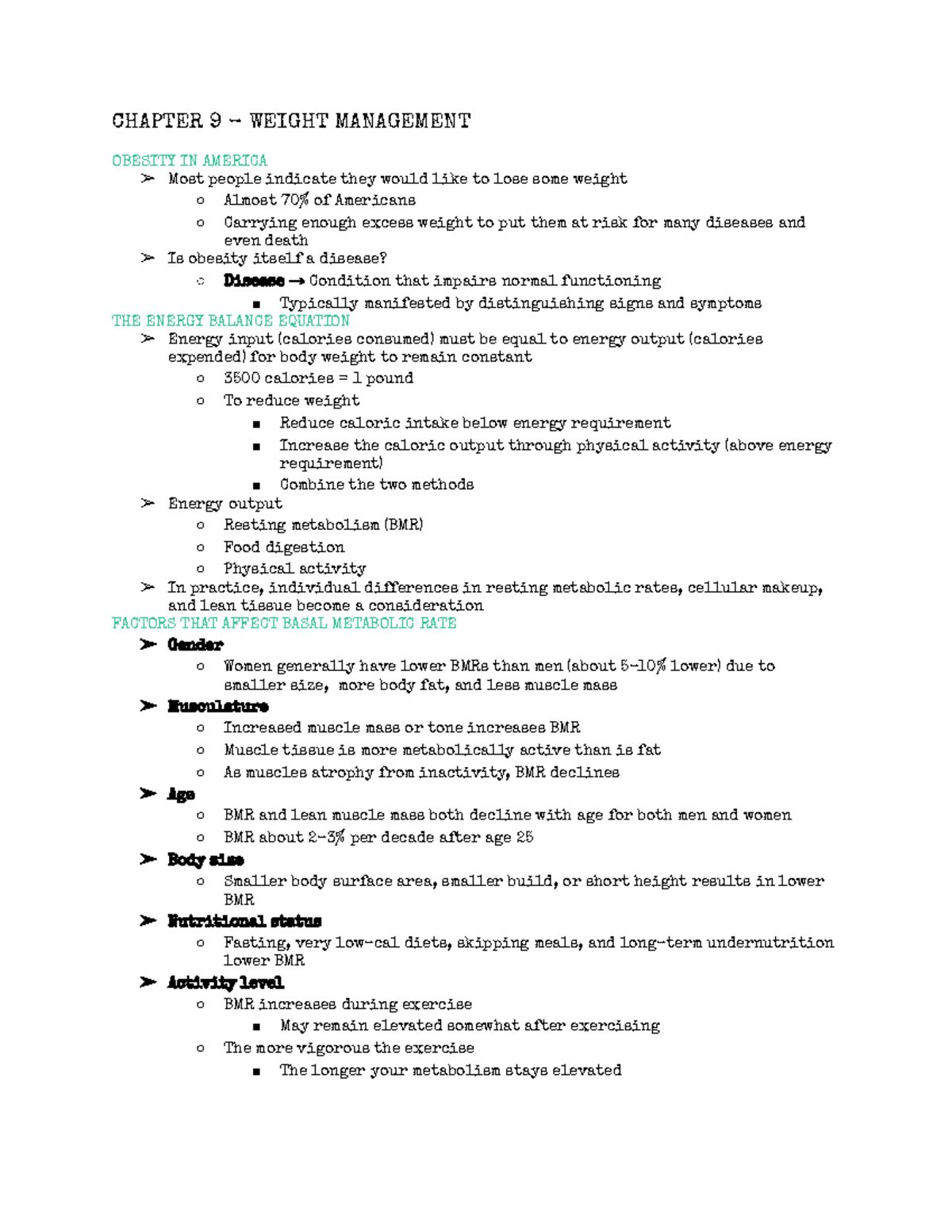 Chapter 9 Weight Management CHAPTER 9 WEIGHT MANAGEMENT OBESITY