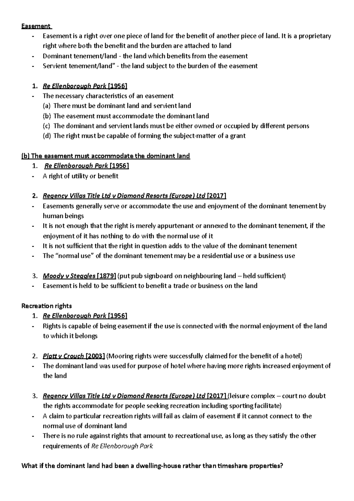 Easement - Land Law B - Easement - Easement Is A Right Over One Piece ...