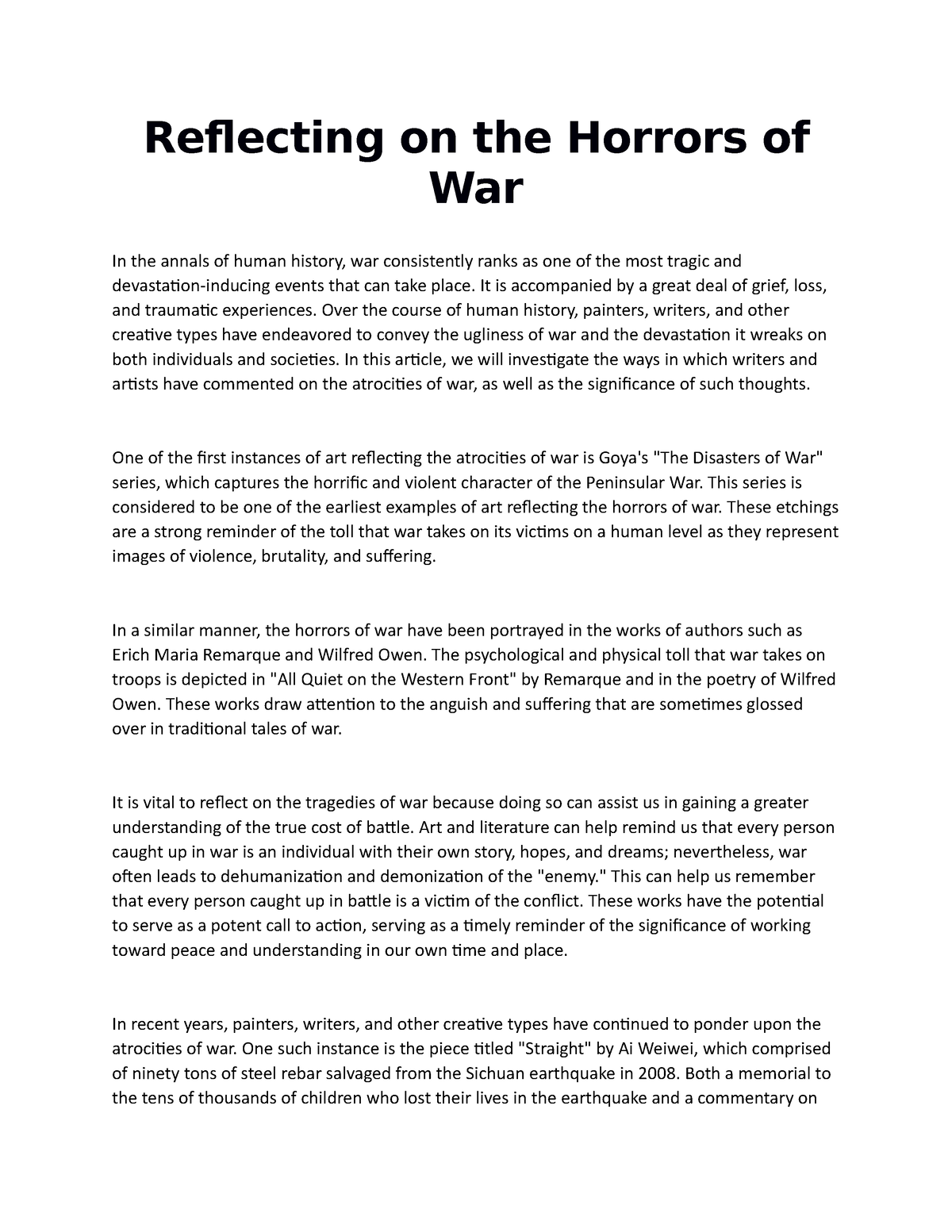 war an evil essay