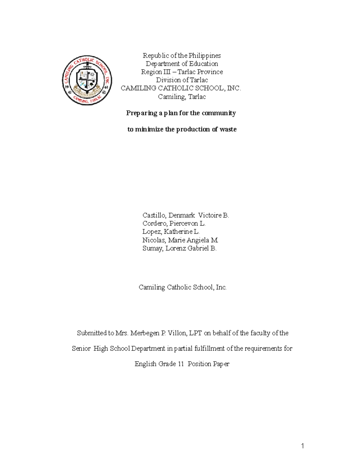 Revised Position-Paper - Republic of the Philippines Department of ...