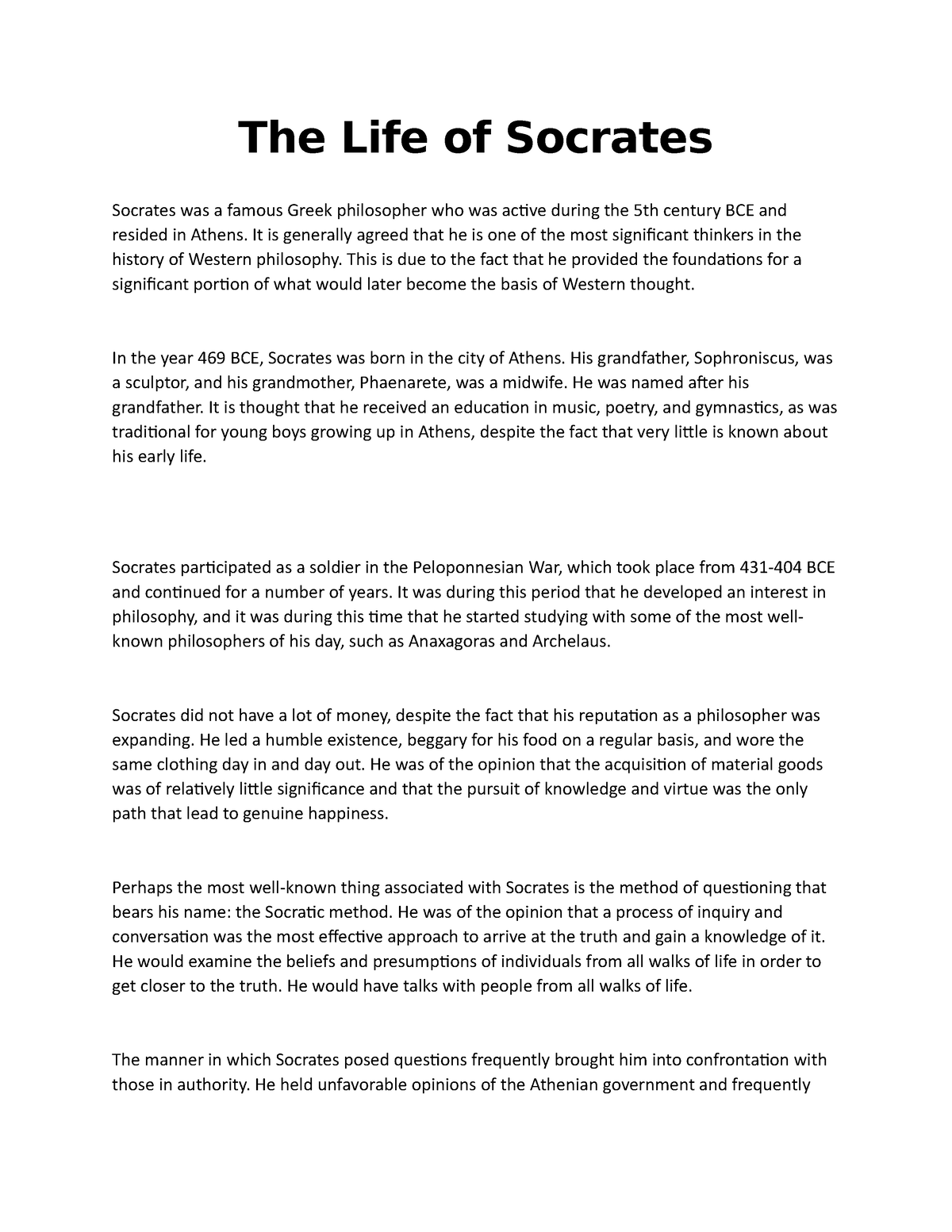 short essay about socrates