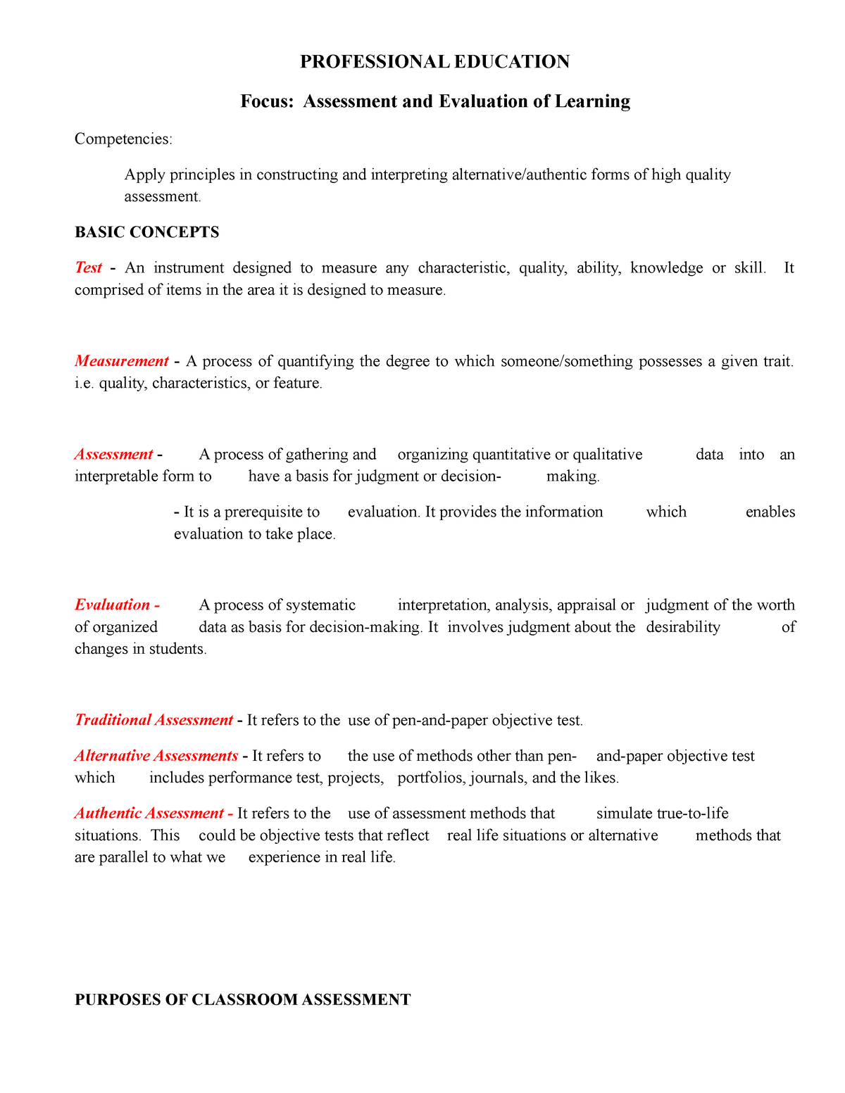 assessment-and-evaluation-of-learning-professional-education-focus