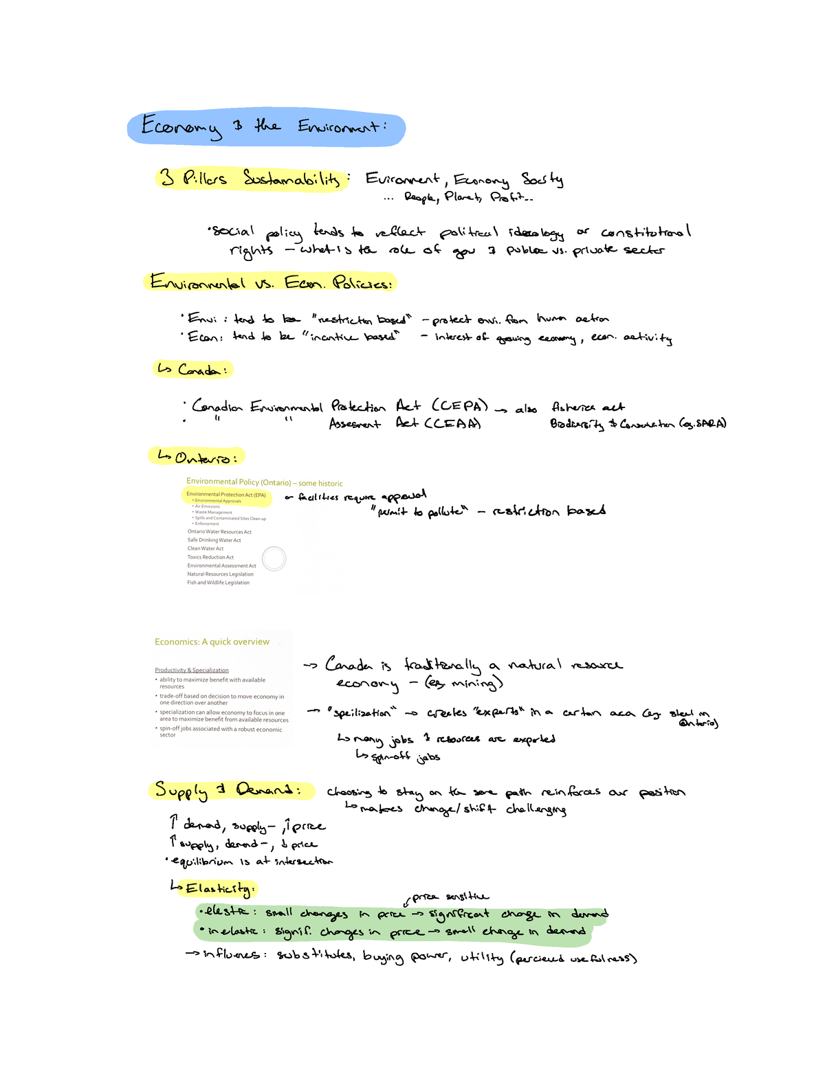 Lecture 2 1S03 class notes - Economy 31 ####### the Environment 3 ...