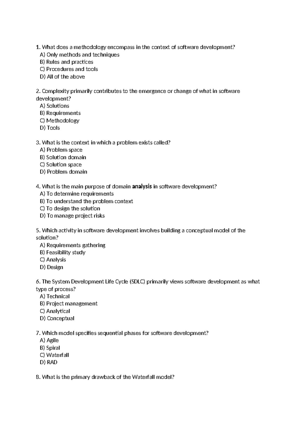 Ch.3 testbank - System analysis and design Ch.3 test bank - What does a ...