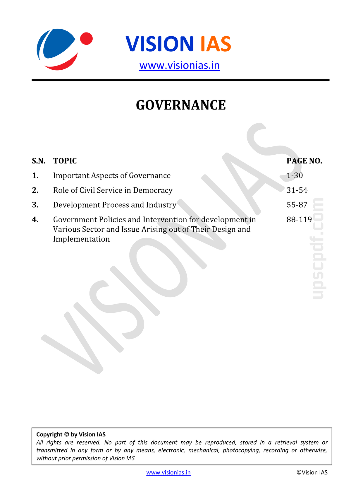 Governance - UPSC Coaching Notes - Visionias ©Vision IAS VISION IAS ...