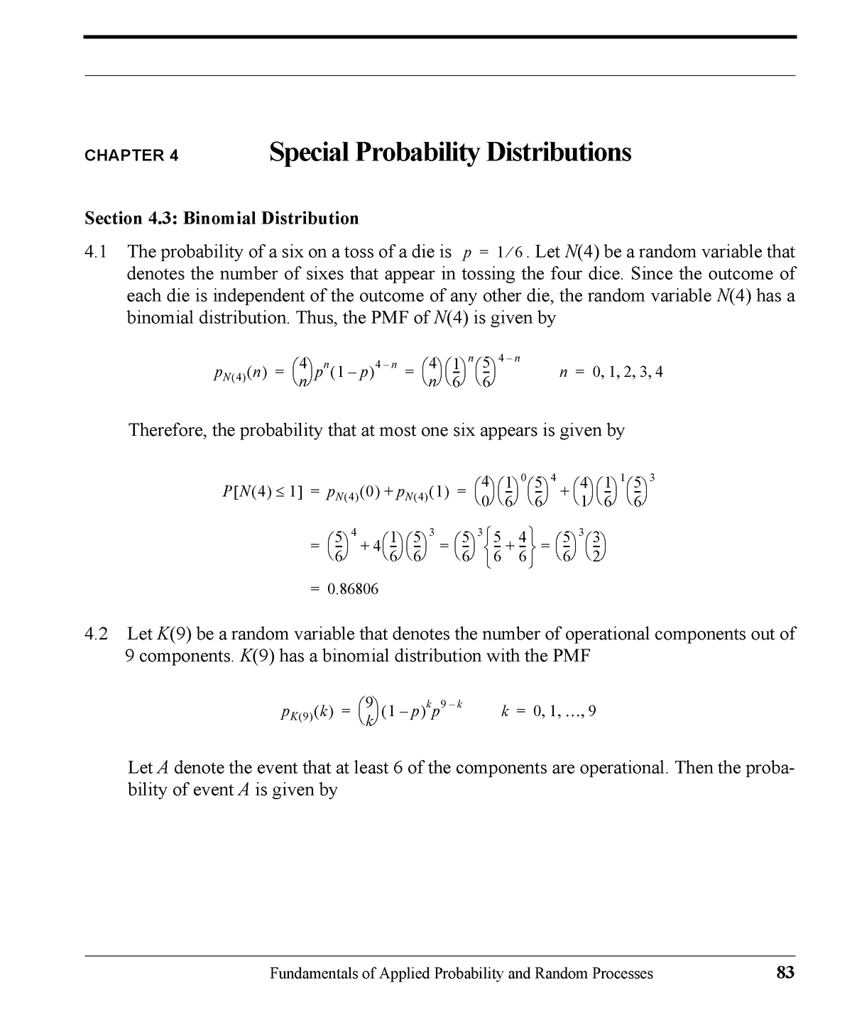 Chapt 4 - Solution - CHAPTER 4 Special Probability Distributions ...