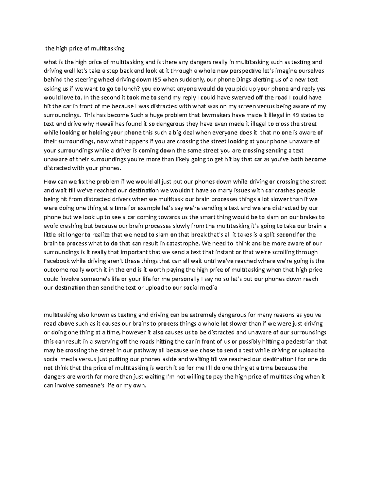 Module 8 - notes - the high price of multitasking what is the high ...