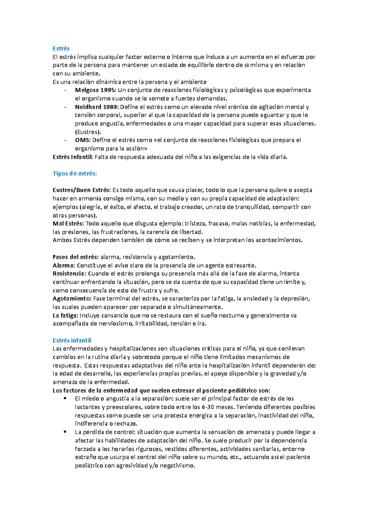 Estrés Infantil - Estrés El estrés implica cualquier factor externo o ...