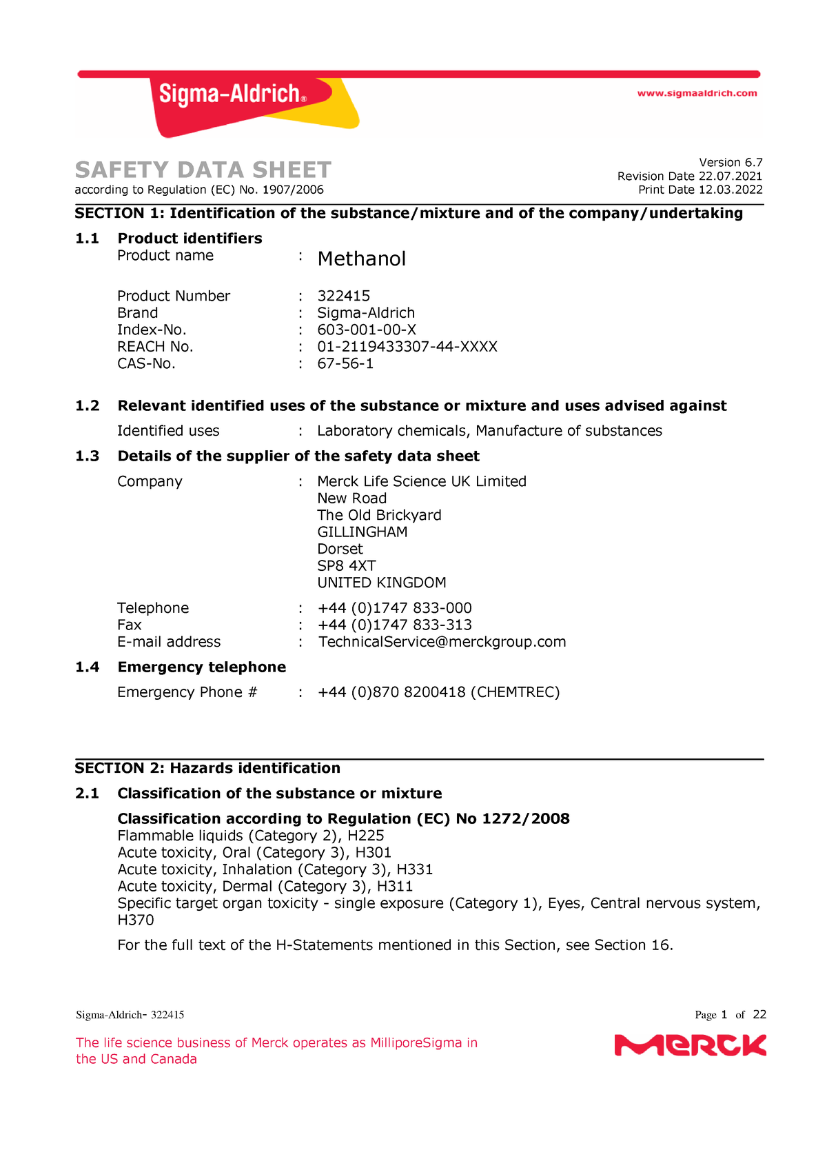 Methanol msds chemical characterisitics and practical information