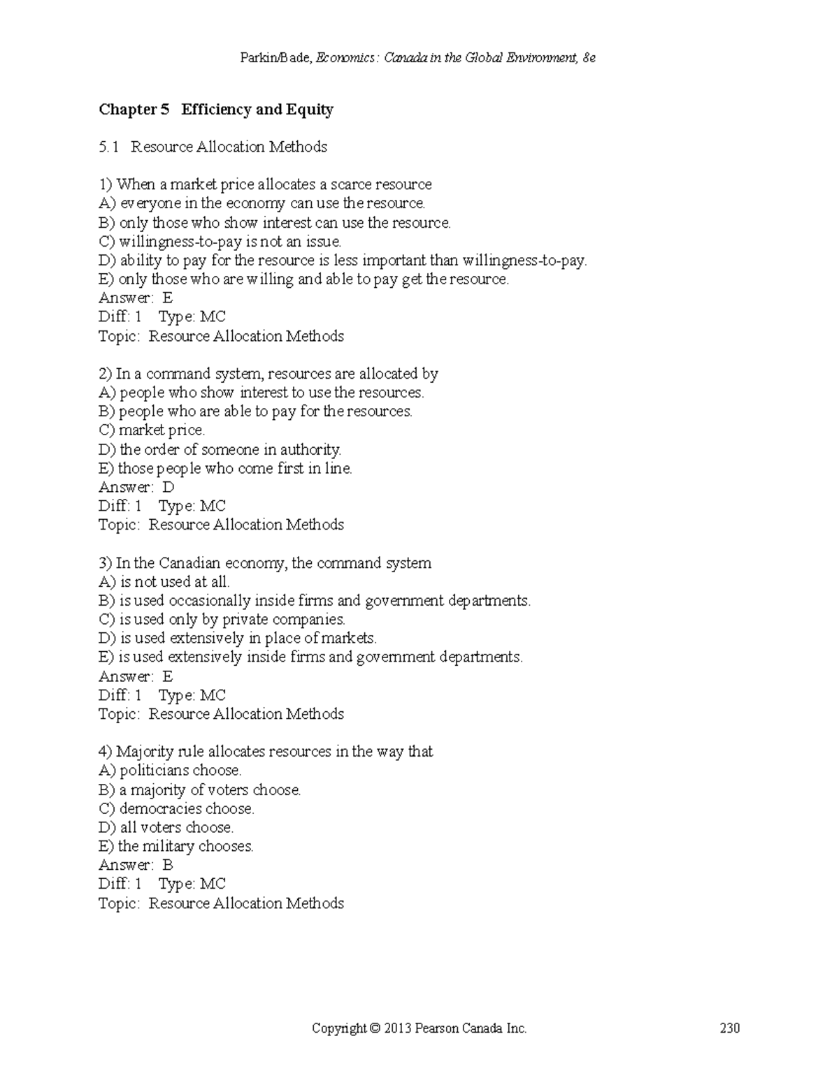 SOLUTION: Chapter 5 economic questions and answers topic efficiency and  equity - Studypool