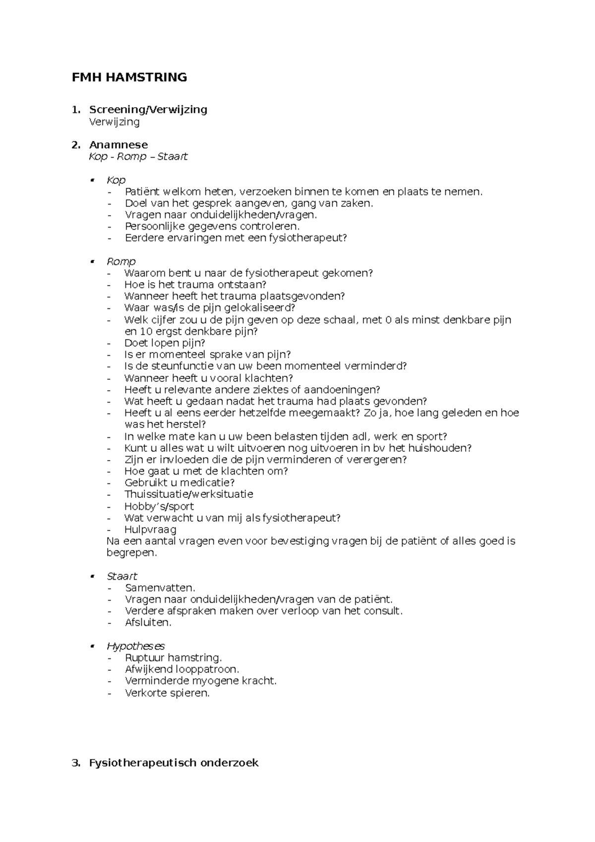 FMH Hamstring - Fmh - FMH HAMSTRING Screening/Verwijzing Verwijzing ...