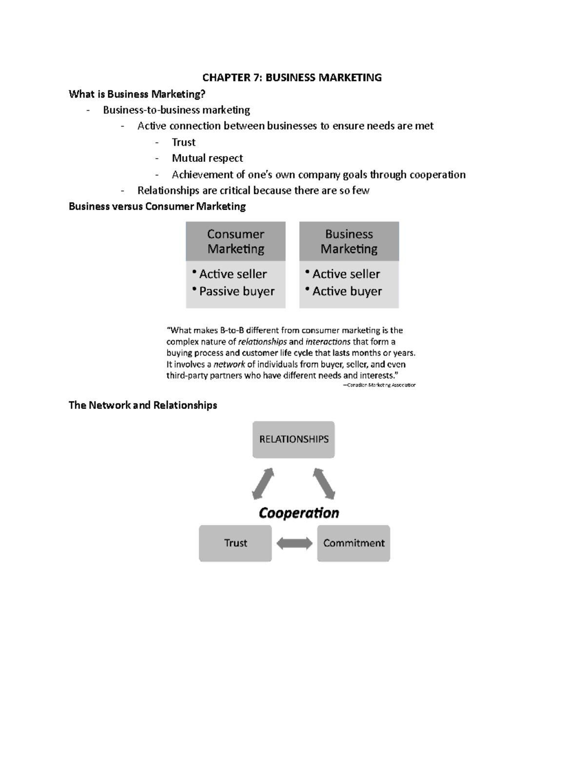 MKT 100 - Class 7 Lecture Notes - CHAPTER 7: BUSINESS MARKETING What Is ...