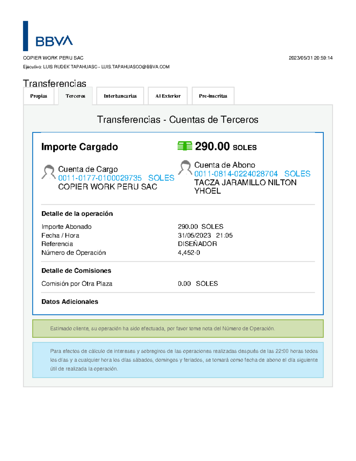 (BBVA) transferencias 20230531T205604 COPIER WORK PERU SAC 2023