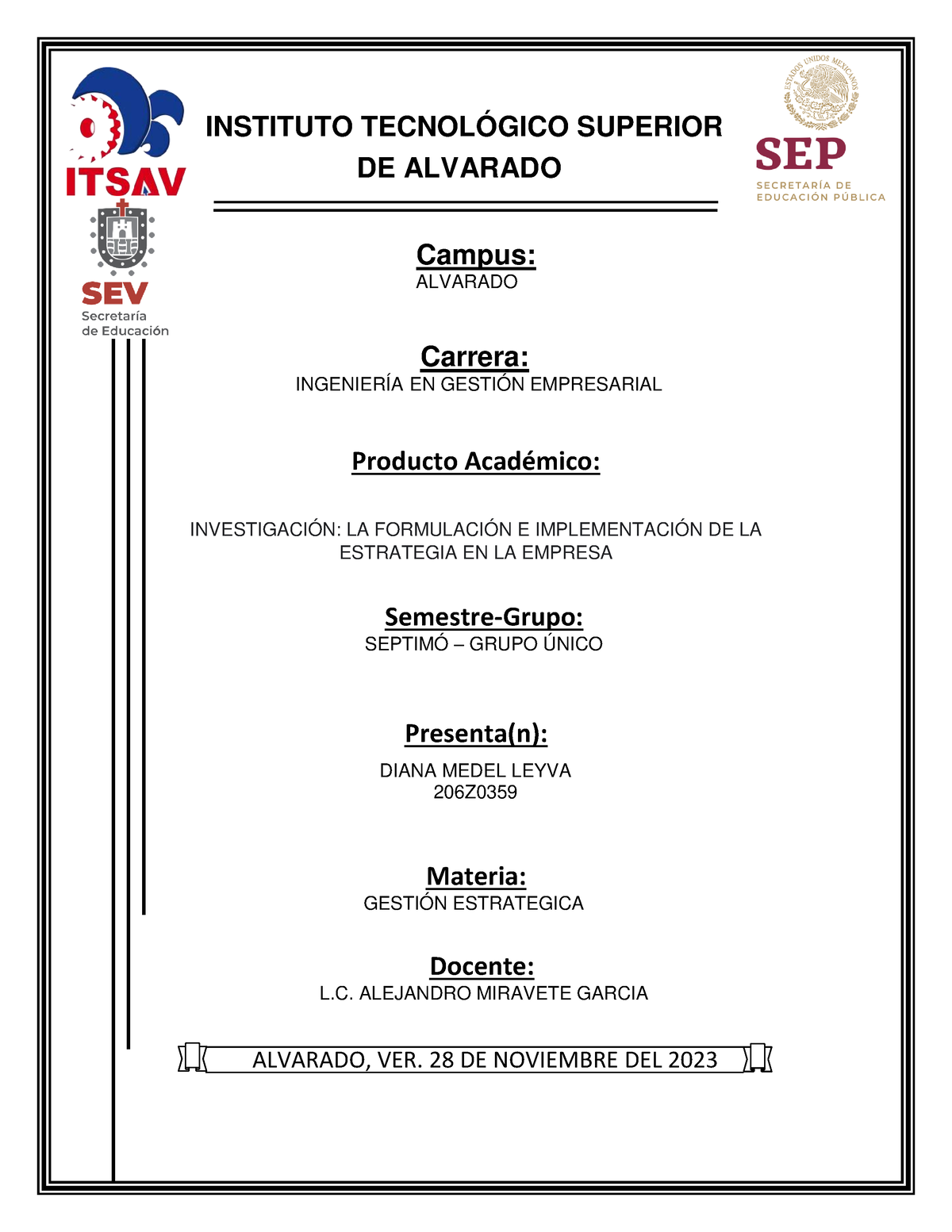 Unidad 5 Implementacion De La Estrategia - INSTITUTO TECNOLÓGICO ...