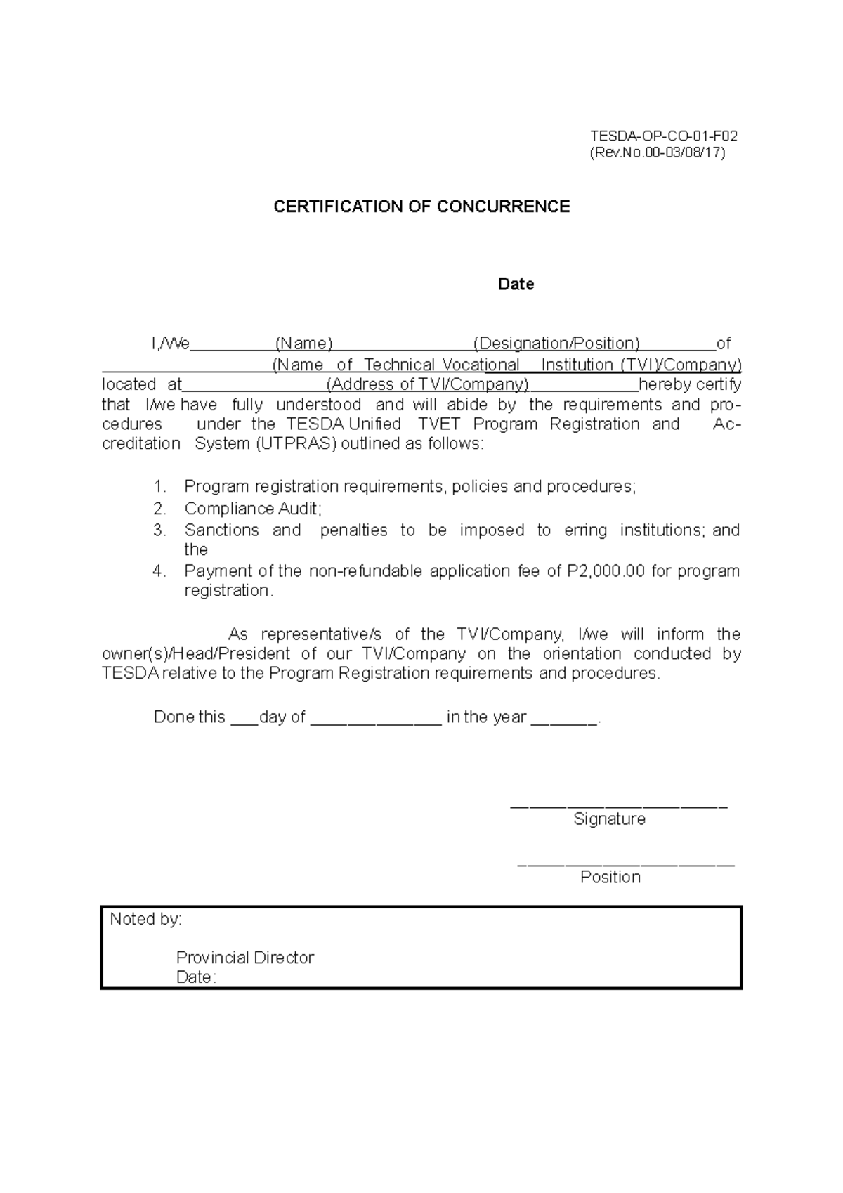 Forms program registration 2018 downloadable forms tesda op co 01 f