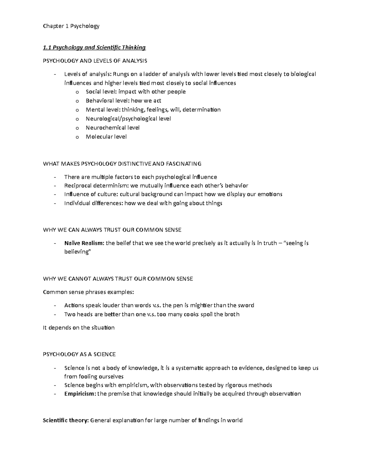 Psychology Chapter 1 - 1 Psychology and Scientific Thinking PSYCHOLOGY ...